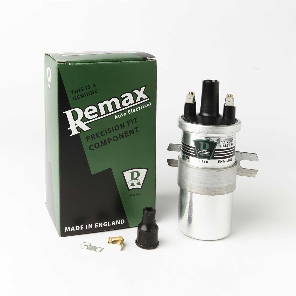Remax ES6B Ignition coil – replaces Lucas DLB102 – 12 V, standard, ballast ignition, Push In