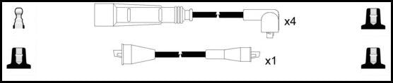 Remax IS080 Ignition lead set – replaces XC932 – 5 leads, Resistive Cable, 7 mm