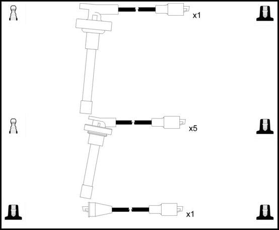 Remax IS128 Ignition lead set – replaces XC1409 – 7 leads, Resistive Cable, 7 mm