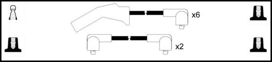 Remax IS186 Ignition lead set – replaces ZEF 1214 – 8 leads, Resistive Cable, 8 mm